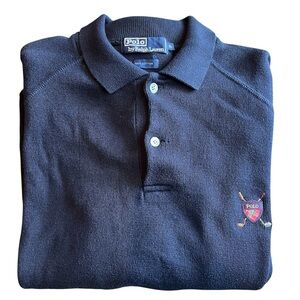 Vintage Polo Ralph Lauren Sweater Men’s Knit Golf Crest Logo Shield XL‎ Blue